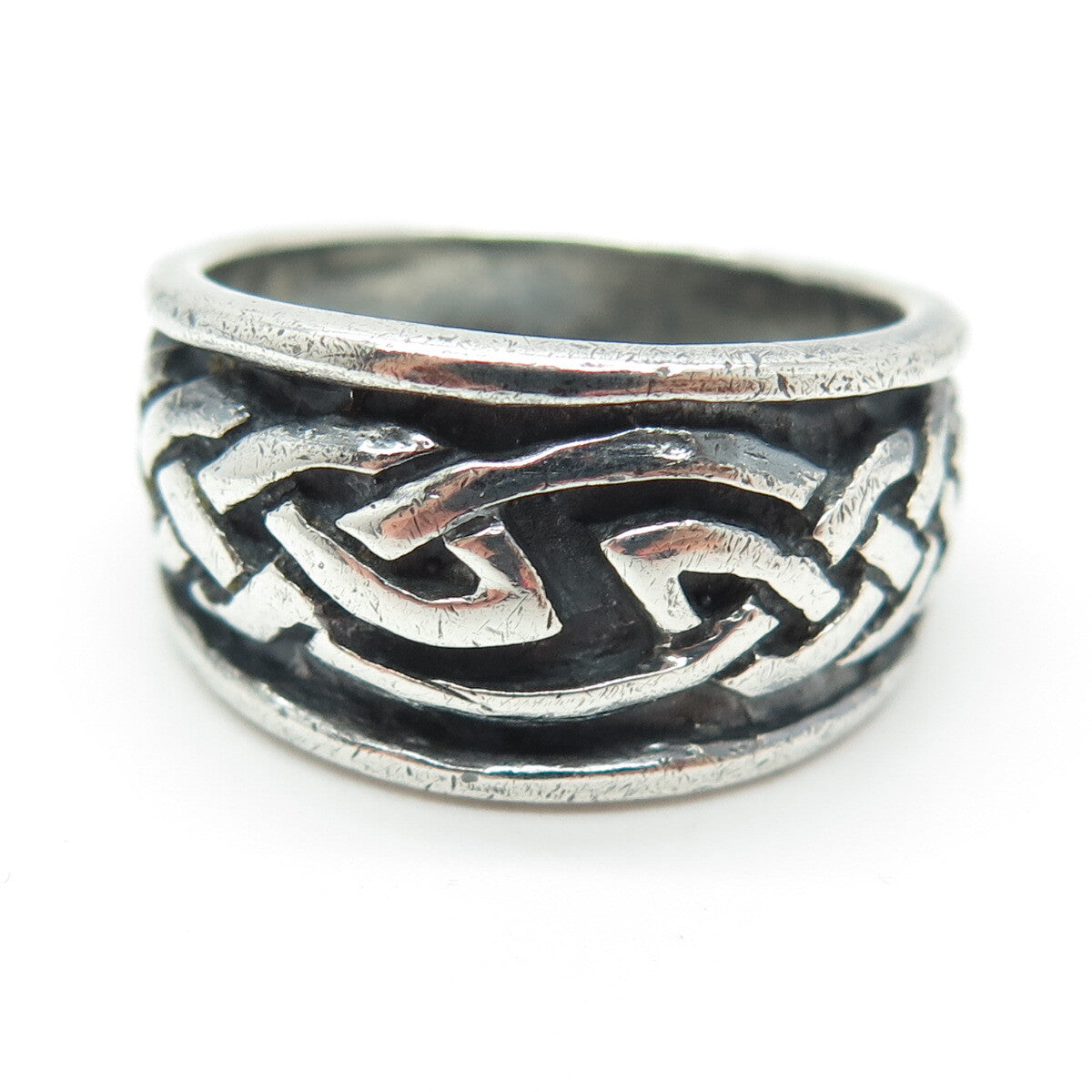 925 Sterling Silver Vintage Celtic Knot Oxidized Ring Size 10