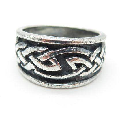 925 Sterling Silver Vintage Celtic Knot Oxidized Ring Size 10