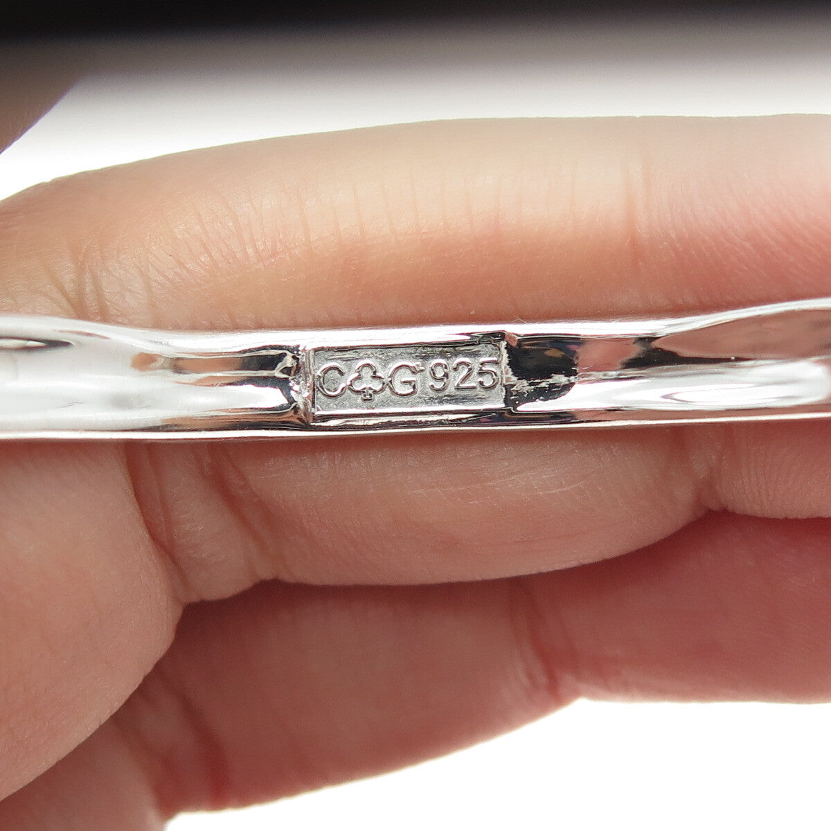 CHARLES GARNIER 925 Sterling Silver Real Clear Quartz Adjustable Bracelet 6.75"