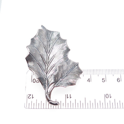 DANECRAFT 925 Sterling Silver Antique Art Deco Floral Leaf Oxidized Pin Brooch