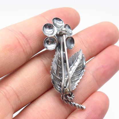 925 Sterling Silver Vintage Floral Pin Brooch