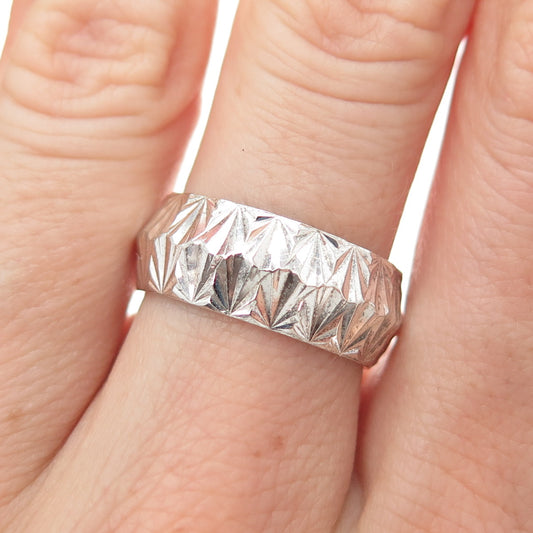 MILOR 925 Sterling Silver Vintage Italy Modernist Oxidized Band Ring Size 7.5