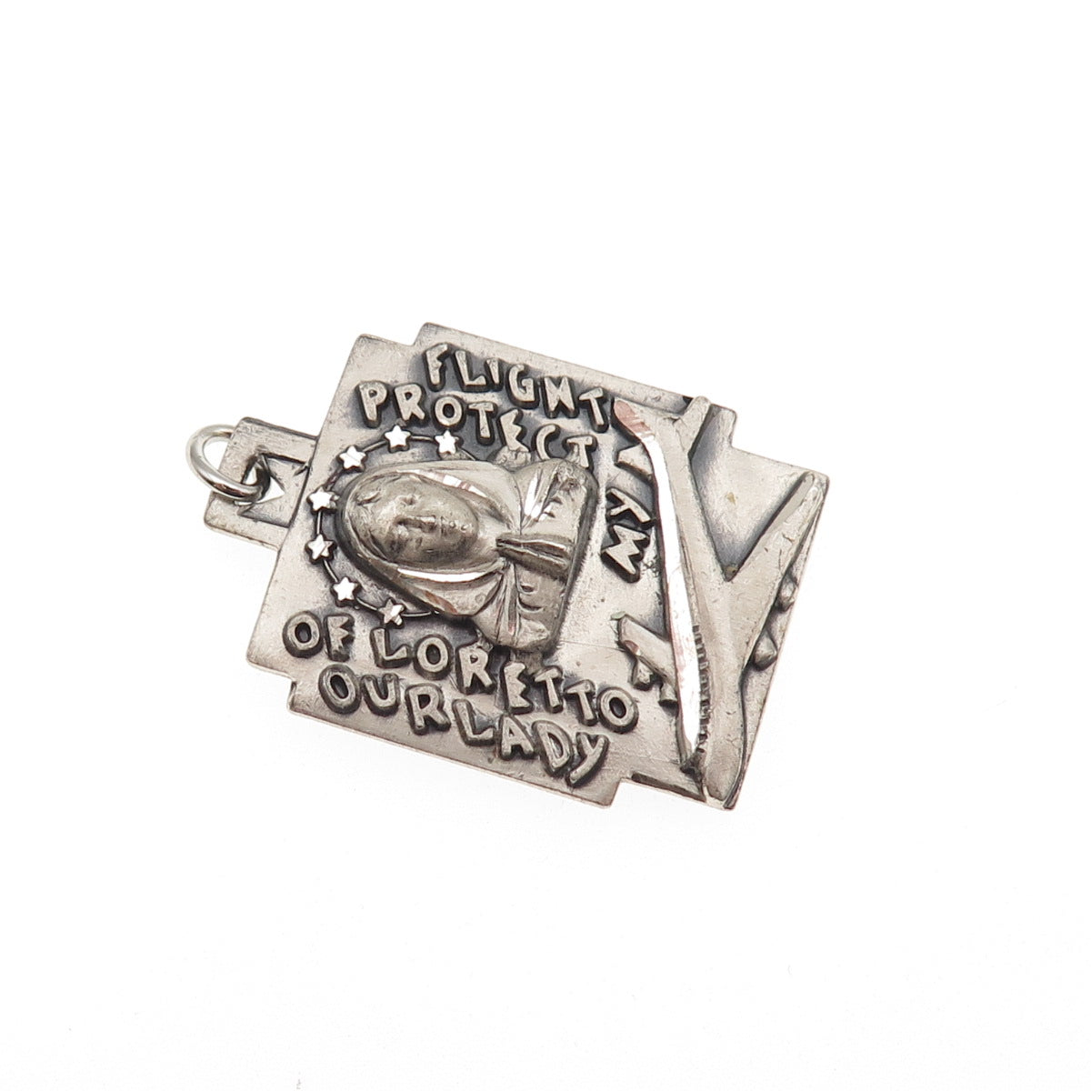 Creed 925 Sterling Silver Antique Art Deco St. Mary & St. Raphael Charm Pendant