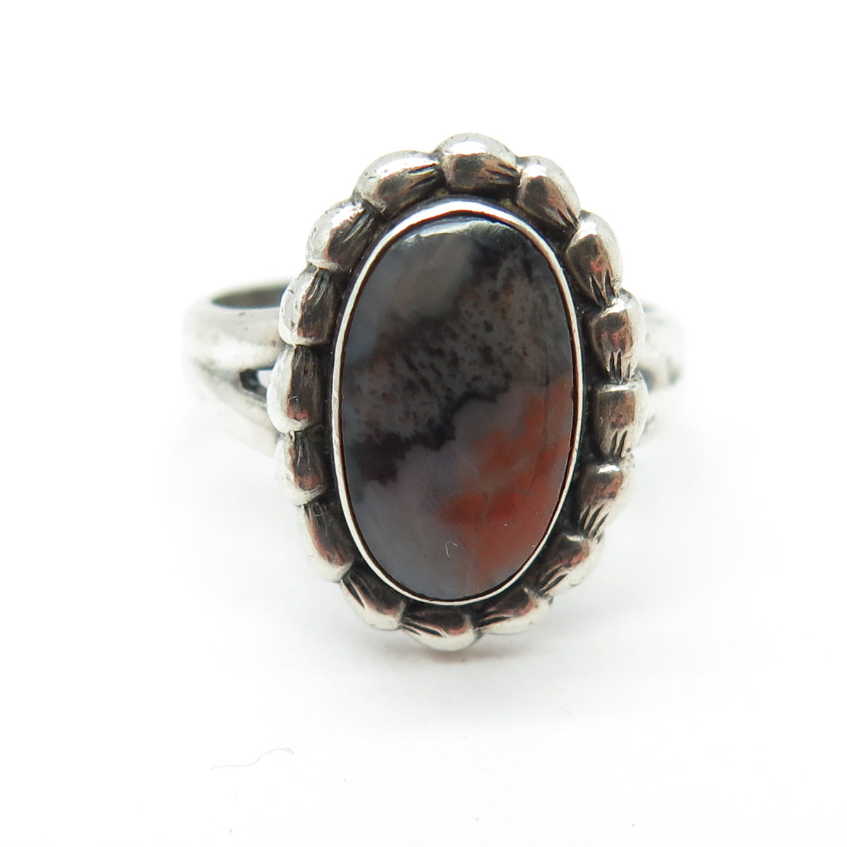 BELL TRADING POST Old Pawn Sterling Silver Vintage Agate Tribal Ring Size 5.5