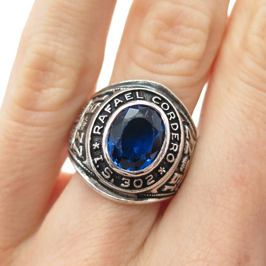 REED Sterling Vintage 1977 Lab-Created Sapphire R. Cordero School Ring Size 6.25