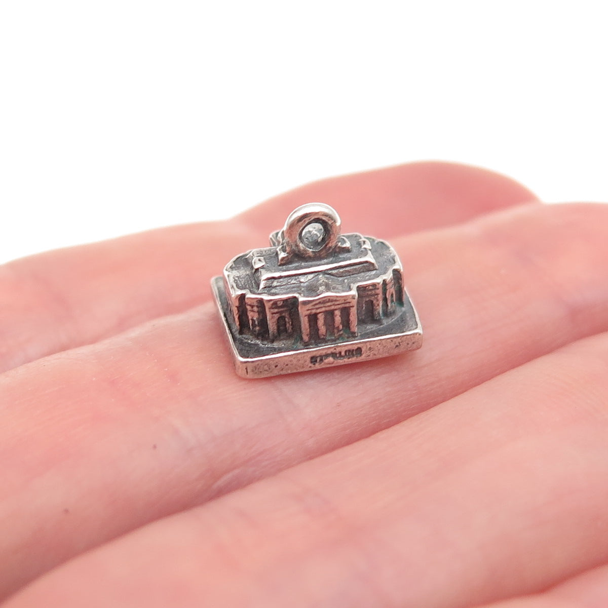 925 Sterling Silver Vintage Thomas Jefferson's Monticello 3D Charm Pendant