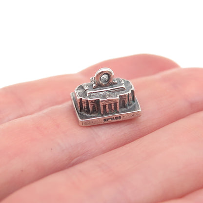 925 Sterling Silver Vintage Thomas Jefferson's Monticello 3D Charm Pendant