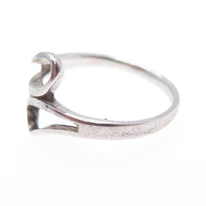 925 Sterling Silver Vintage Modernist Bypass Ring Size 8