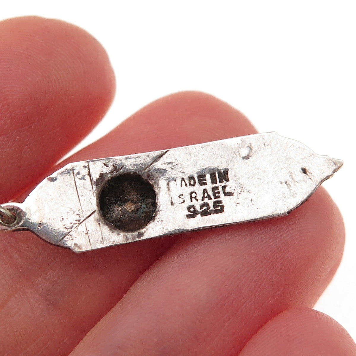 925 Sterling Silver Vintage Israel Mezuzah Judaica Oxidized Charm Pendant