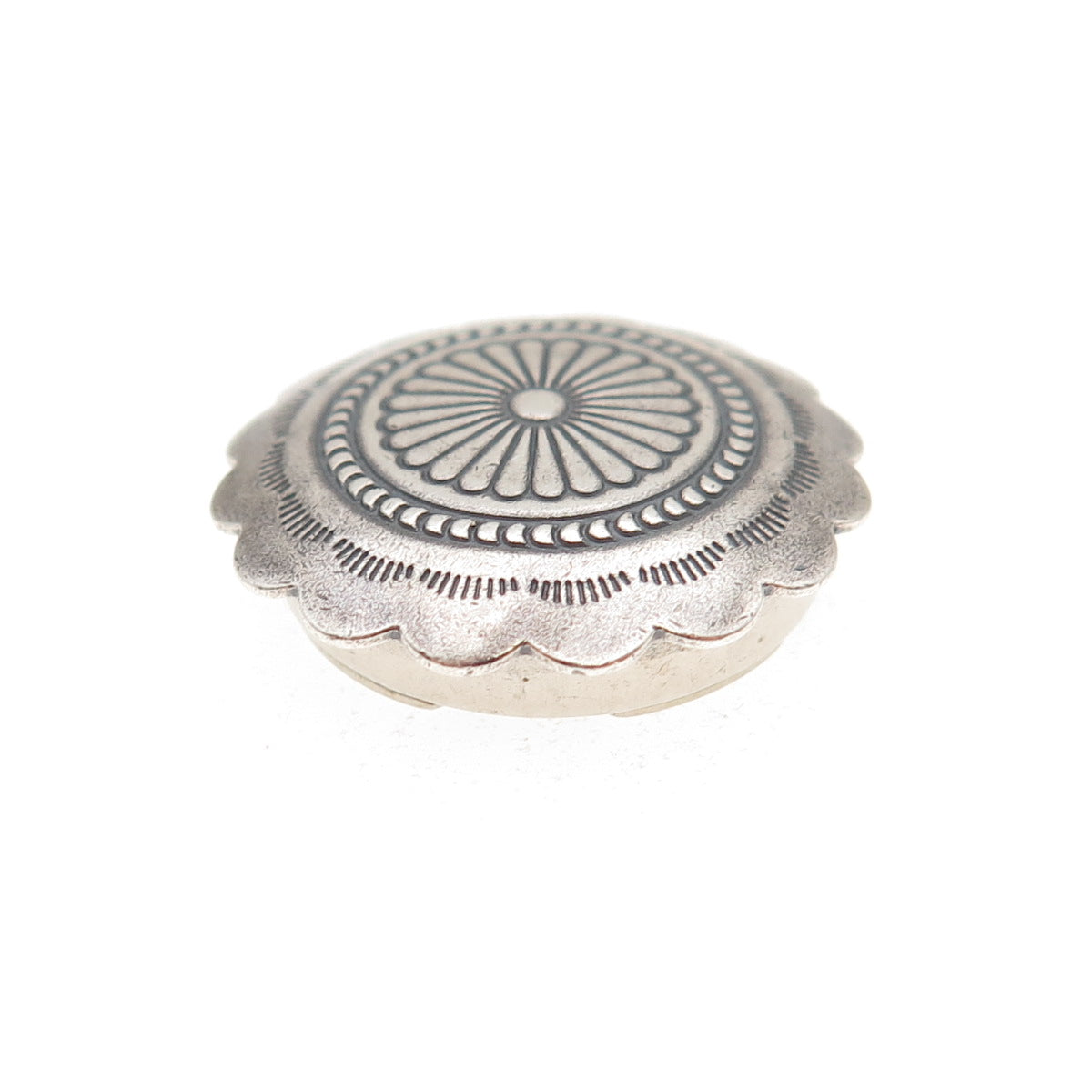 Old Pawn 925 Sterling Silver Vintage Southwestern Concho Oxidized Clip Button
