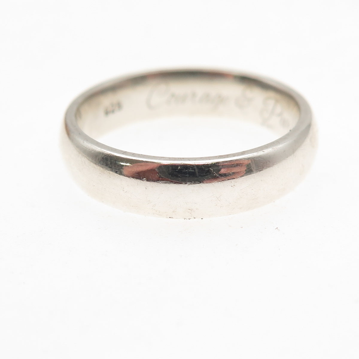 925 Sterling Silver Vintage Courage & Purity Classic Wedding Band Ring Size 8.25