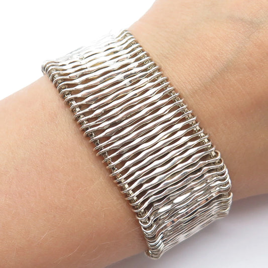 925 Sterling Silver Vintage Chateau d'Argent Wide Bar Link Bracelet 7"