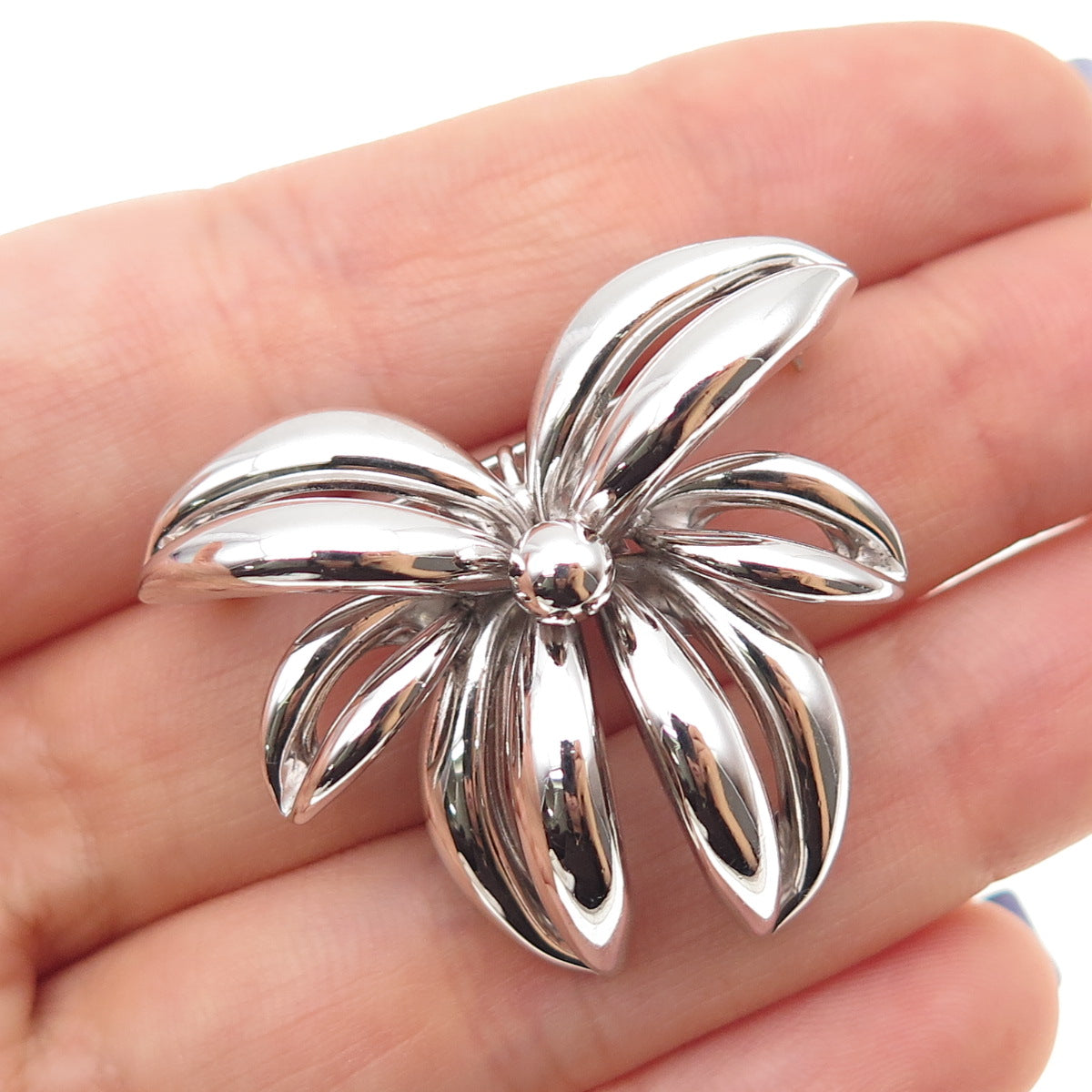 Breadner & Co. 925 Sterling Silver Vintage Modernist Flower Pin Brooch