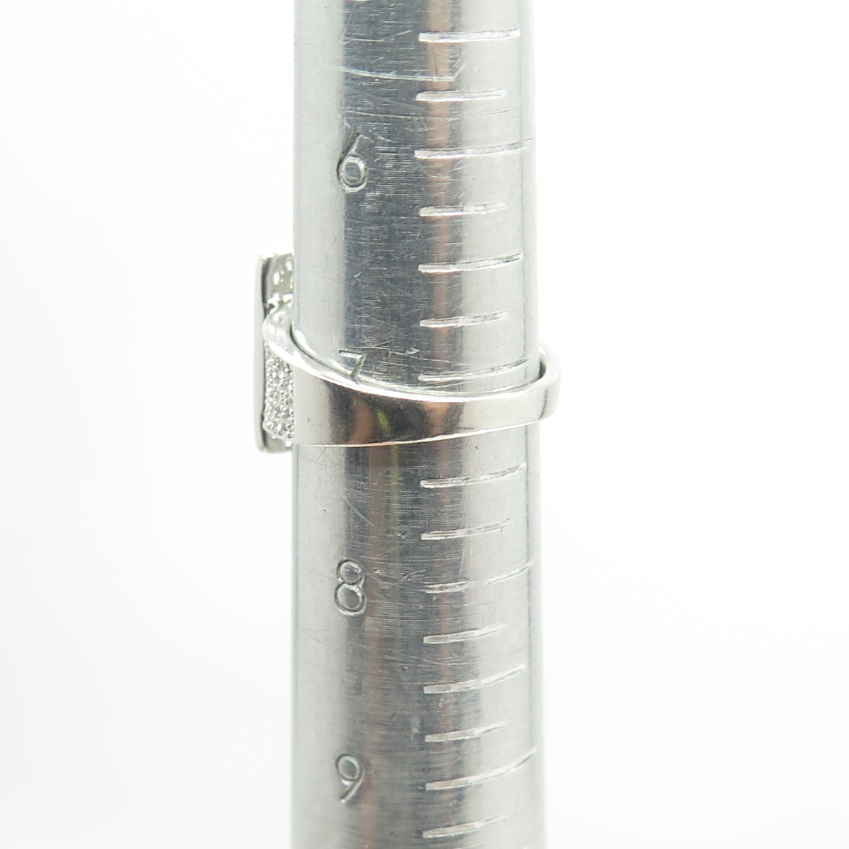 925 Sterling Silver Pave C Z Belt Buckle Ring Size 7.25