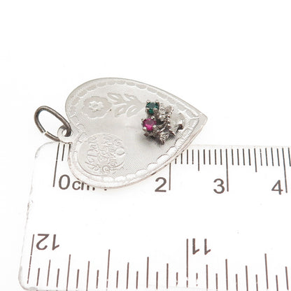 925 Sterling Silver Vintage Rhinestone A Date to Remember Heart Pendant