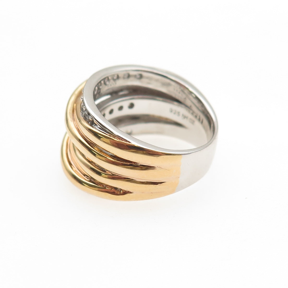 MICHAEL VALITUTTI Gems En Vogue Sterling 2-Tone C Z Crisscross Ring Size 7.25