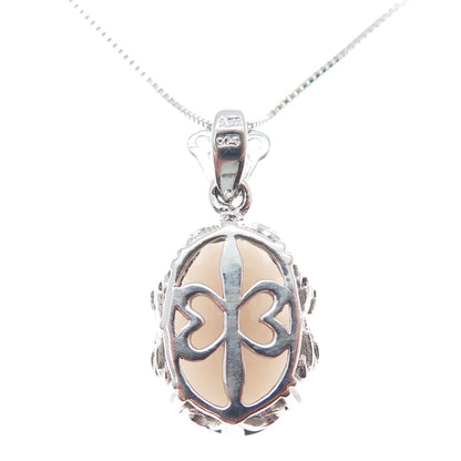 925 Sterling Silver Real Smoky Quartz Fleur de Lis Box Chain Necklace 18"