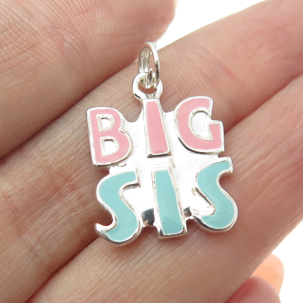 925 Sterling Silver Enamel "Big Sis" Charm Pendant