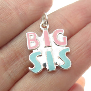 925 Sterling Silver Enamel "Big Sis" Charm Pendant