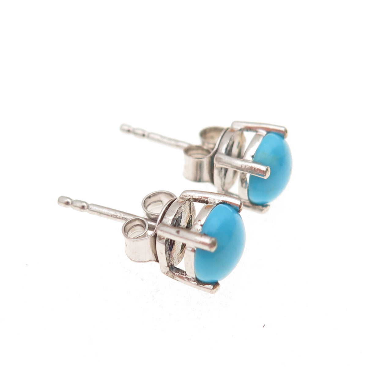 Chuck Clemency 925 Sterling Silver Real Sleeping Beauty Turquoise Stud Earrings