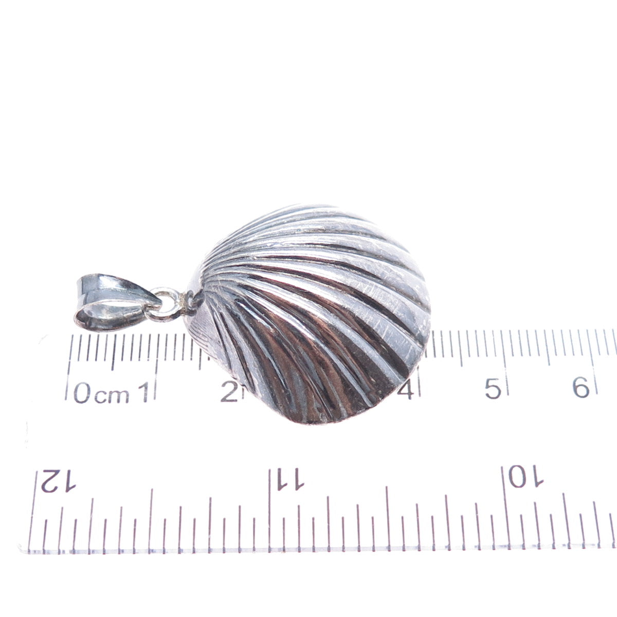 925 Sterling Silver Vintage Seashell Oxidized Charm Pendant