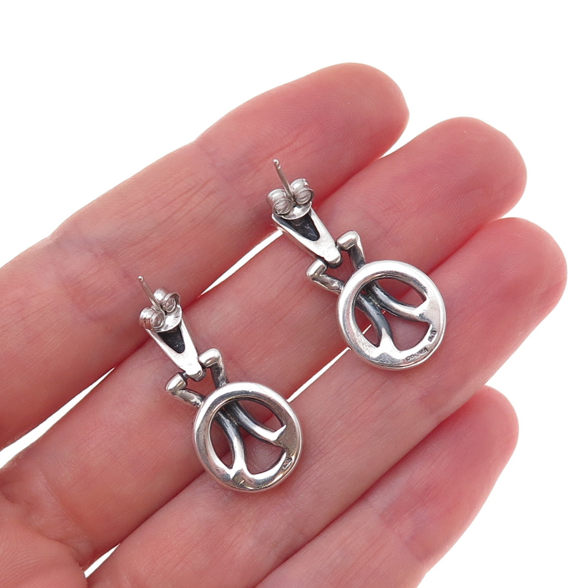 Boma 925 Sterling Silver Vintage Modernist Oxidized Earrings