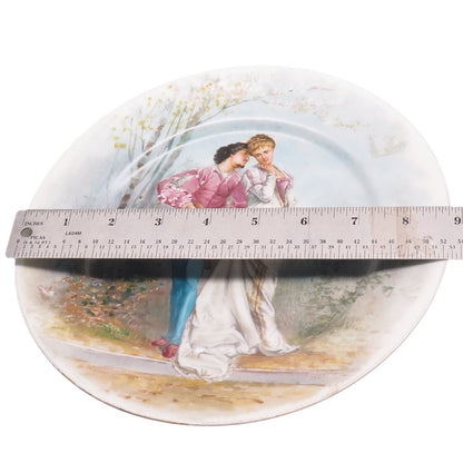 Antique European Lovers Hand Painted Collectable Porcelain Footed Cake Plate