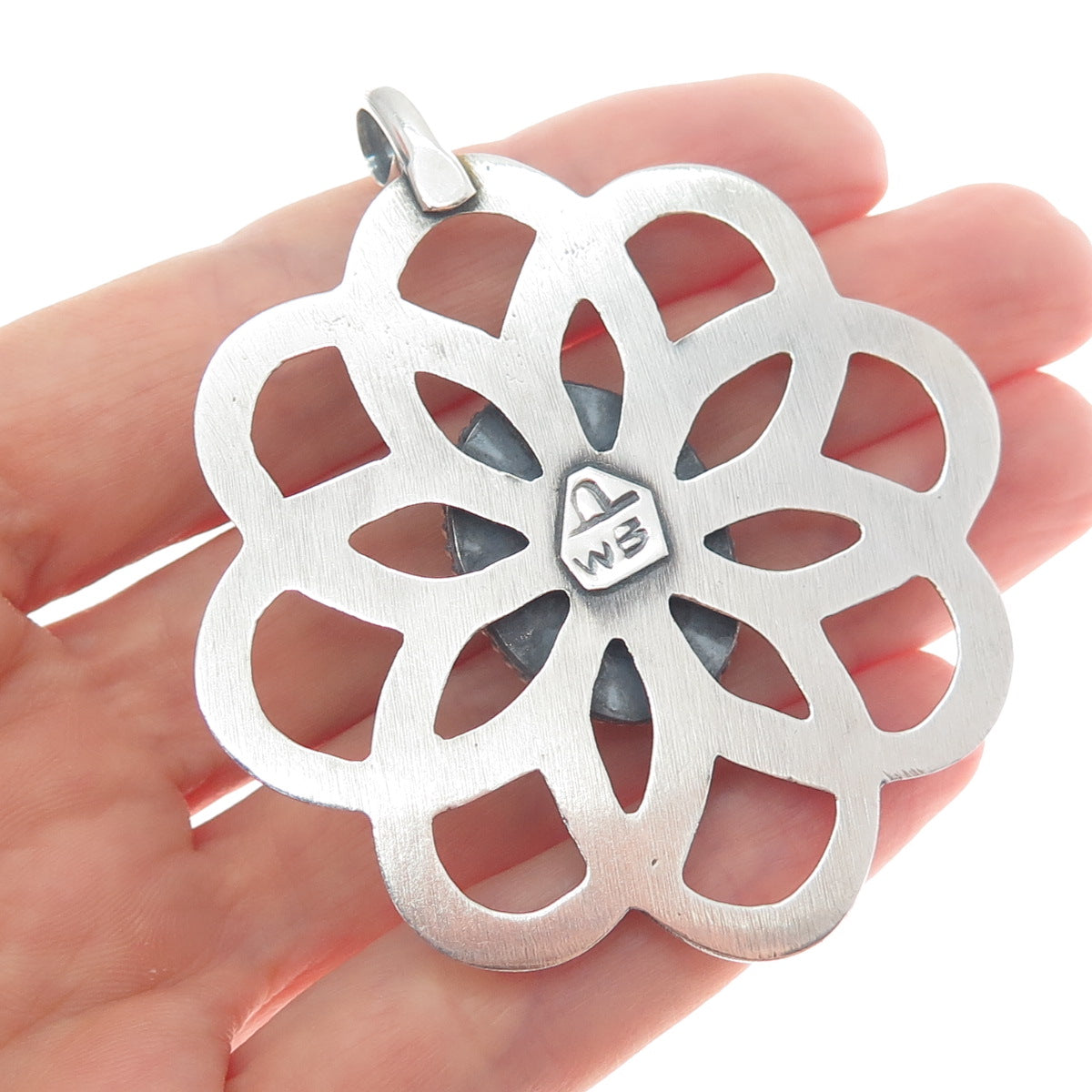 WILSON BEGAY Old Pawn Sterling Silver Vintage Boulder Turquoise Flower Pendant