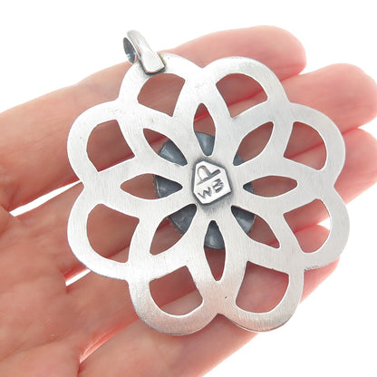 WILSON BEGAY Old Pawn Sterling Silver Vintage Boulder Turquoise Flower Pendant