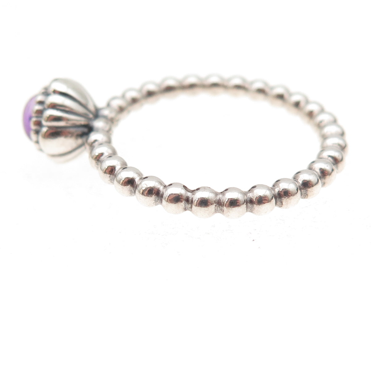 Pandora Sterling Silver Real Amethyst February Birthday Blooms Ring Size 7.75