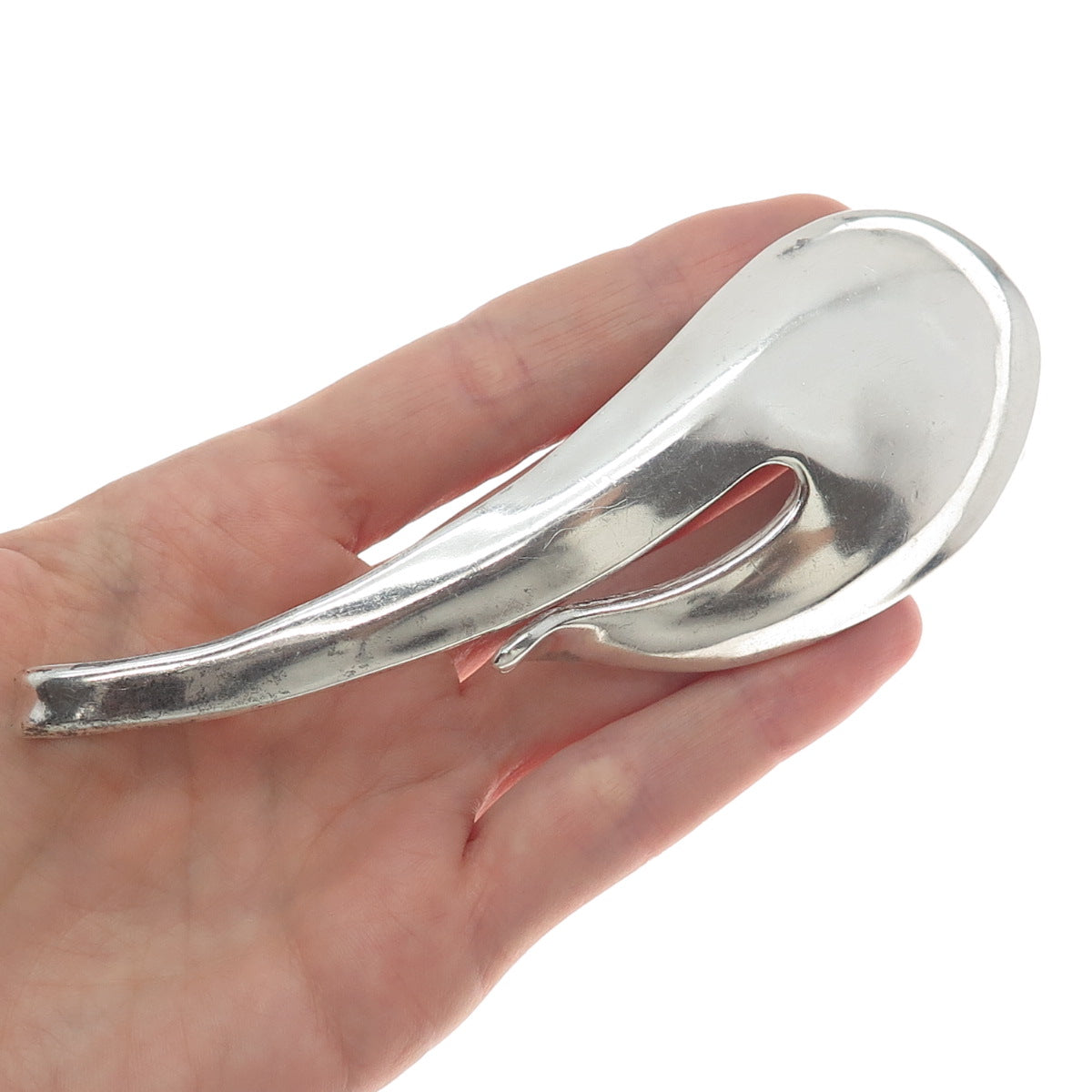 925 Sterling Silver Vintage Modernist Large Pin Brooch
