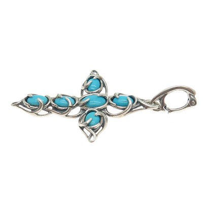 CAROLYN POLLACK 925 Sterling Vintage Sleeping Beauty Turquoise Cross Pendant