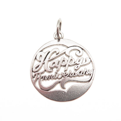 Rembrandt 925 Sterling Silver Vintage Happy Anniversary Charm Pendant