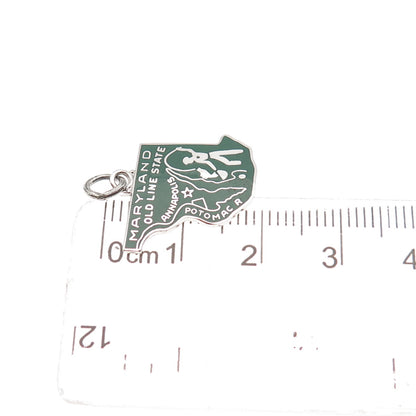 Griffith & Sons Sterling Silver Vintage Enamel Maryland State Mini Charm Pendant