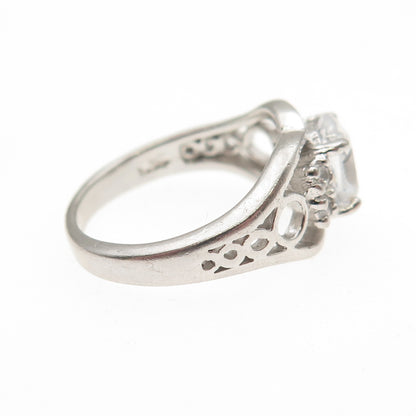 925 Sterling Silver Oval & Round-Cut C Z Promise Ring Size 5.75