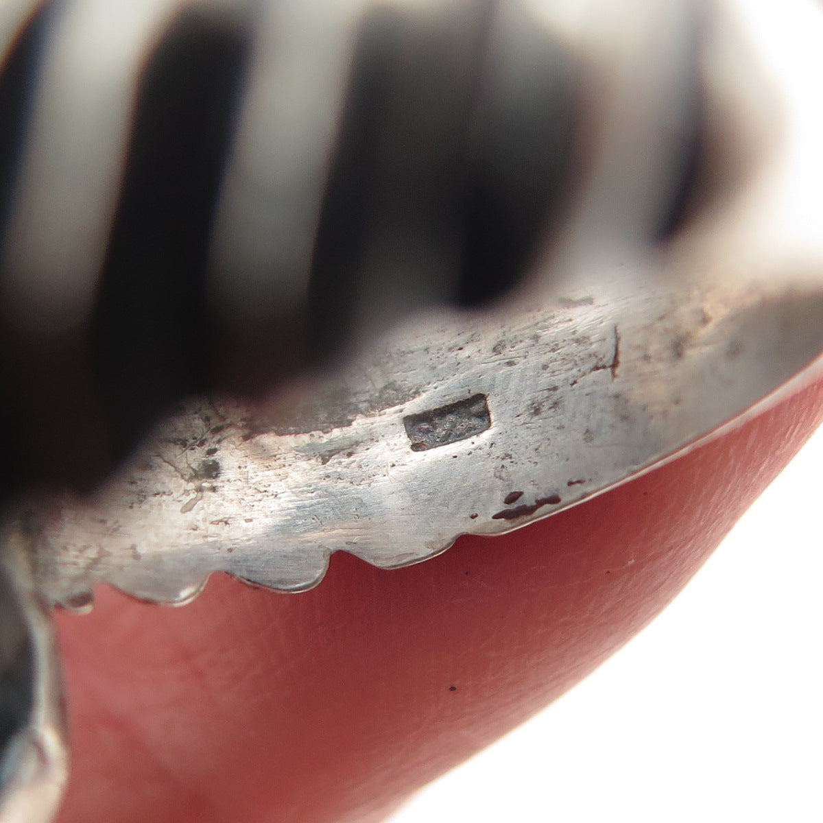 925 Sterling Silver Vintage Modernist Cocoon Oxidized Ring Size 7.75