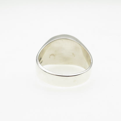 925 Sterling Silver Vintage Mexico Real Tiger Eye Modernist Ring Size 11.25