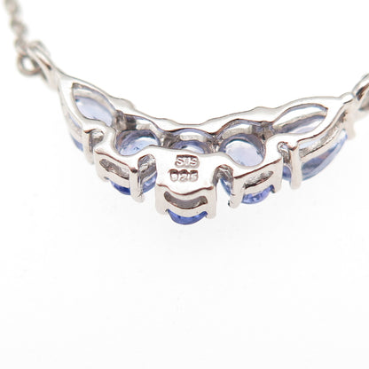 Chuck Clemency 925 Sterling Silver Real Tanzanite Cable Chain Necklace 18"