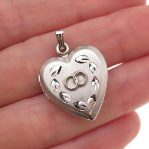 925 Sterling Silver Vintage Wedding Heart Locket Charm Pendant