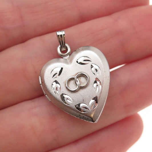 925 Sterling Silver Vintage Wedding Heart Locket Charm Pendant