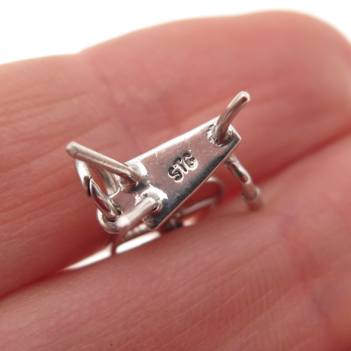 925 Sterling Silver Antique Art Deco Spinning Wheel Movable 3D Mini Pendant