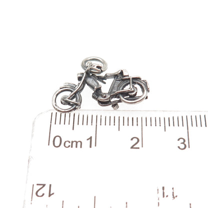 925 Sterling Silver Vintage Motorcycle Oxidized Mini Charm Pendant