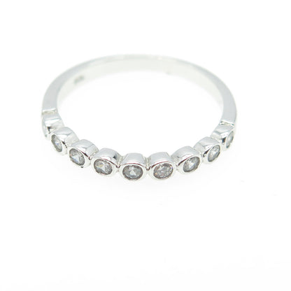 925 Sterling Silver Round-Cut C Z Half Eternity Stackable Band Ring Size 5.75
