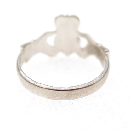 Beau 925 Sterling Silver Vintage Irish Claddagh Oxidized Ring Size 7
