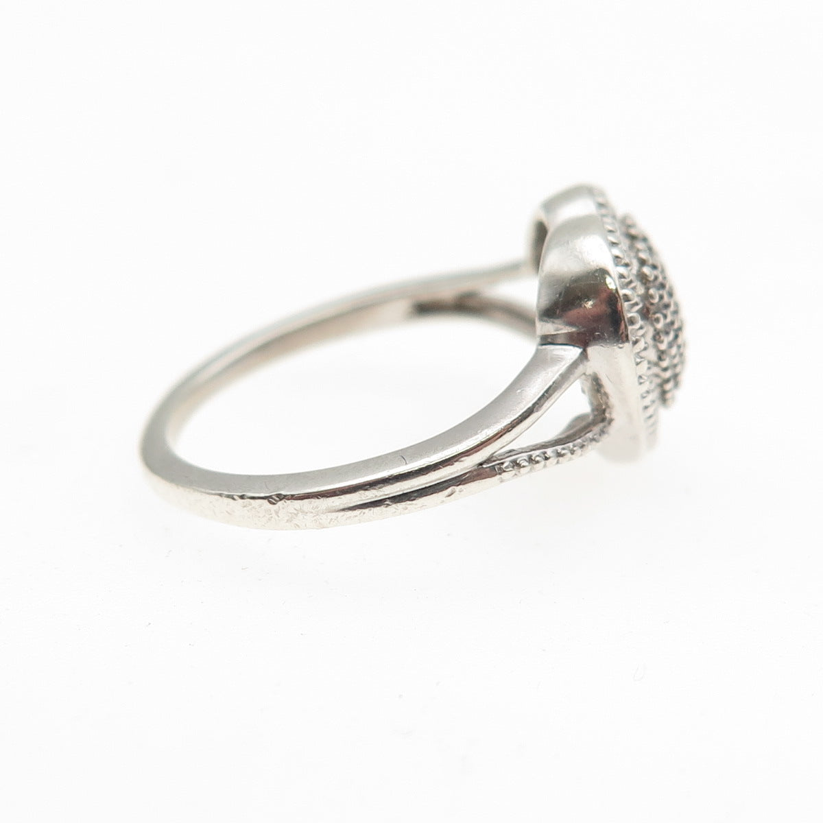 D'JOY 925 Sterling Silver Real Green Diamond Accent Heart Ring Size 5