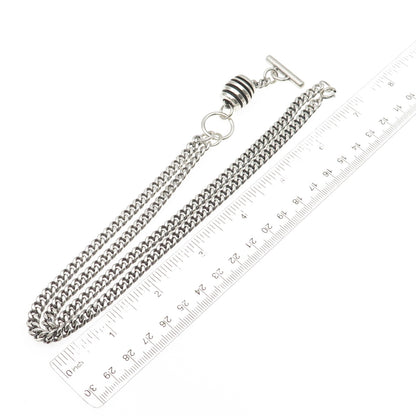 Lisa Jenks Sterling Silver Vintage Modernist Oxidized Cuban Chain Necklace 26"