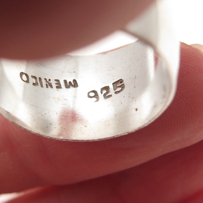 925 Sterling Silver Vintage Mexico Oxidized Wide Band Ring Size 7.5