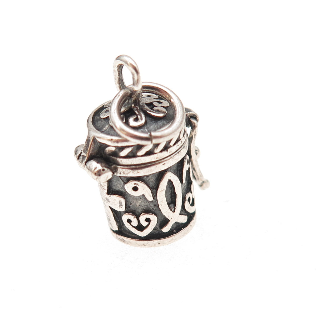 925 Sterling Silver Vintage Cross Prayer Box / Urn Oxidized Charm Pendant