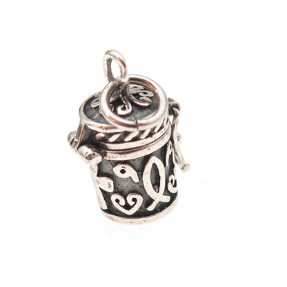 925 Sterling Silver Vintage Cross Prayer Box / Urn Oxidized Charm Pendant