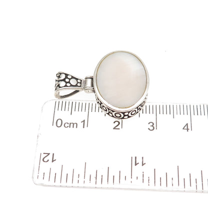 925 Sterling Silver Vintage Real MOP Oxidized Charm Pendant